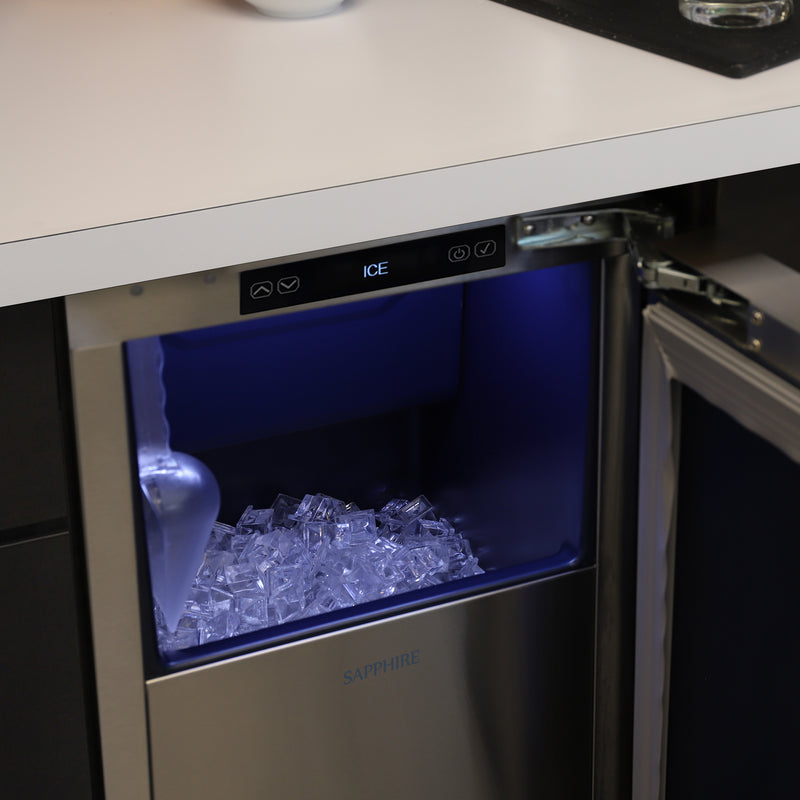 Sapphire Series 5, 15"W, Square Cube, Indoor, Panel Ready, Factory Installed Drain Pump, ADA Height, Commercial Ice Maker (SSIM15PPRADA)