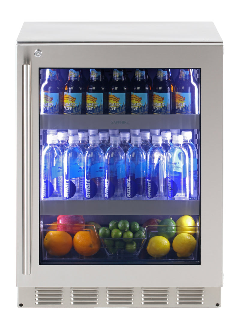 Sapphire Series 5, 24"W, Glass Door, Indoor, Panel Ready, Commercial Refrigerator (SBCR24PR)