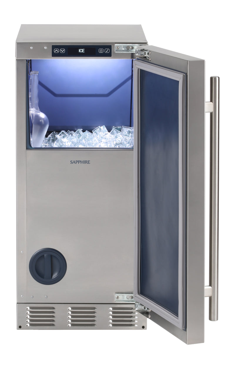 Sapphire Series 5, 15"W, Square Cube, Indoor, Panel Ready, Factory Installed Drain Pump, ADA Height, Commercial Ice Maker (SSIM15PPRADA)